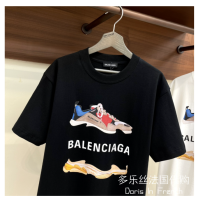 เกาหลี Balenciaga สำหรับทั้งหญิงและชายคอกลมแขนสั้น,เสื้อยืดแฟชั่นเสื้อ Balenciaga