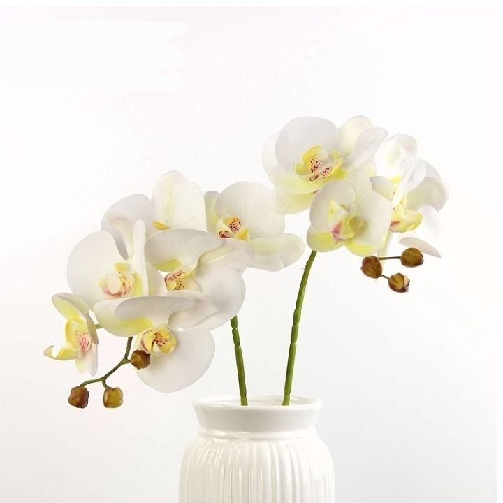 ayiq-flower-shop-2ส้อมประดิษฐ์-phalaenopsis-ดอกไม้สัมผัสจริงน้ำยางผีเสื้อกล้วยไม้ฟลอเรสที่มีใบแต่งงานโฮมออฟฟิศตกแต่ง