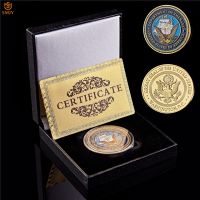 USA Army Department Of The Navy Gold Plated US Washington D.C Military Challenge Coin Collection W/Display Box