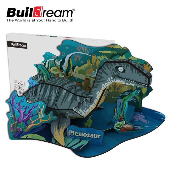 ของเล่นตัวต่อไม้รูปไดโนเสาร์3มิติแบบทำมือ-pterosaur-tyrannosaurus-rex-plesiosaurus-triceratops-ประกอบโมเดลของขวัญวันเกิดของเล่นเพื่อการศึกษา