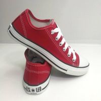 รองเท้าผ้าใบ สีแดง สไตล์ converse ยี่ห้อ Mashare / LEO ใส่ได้ทั้งชายและหญิง Size 37-45