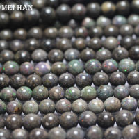 Meihan wholesale (1 strands) natural 7-7.5mm Australia black opal smooth round stone beads for jewelry making DIY