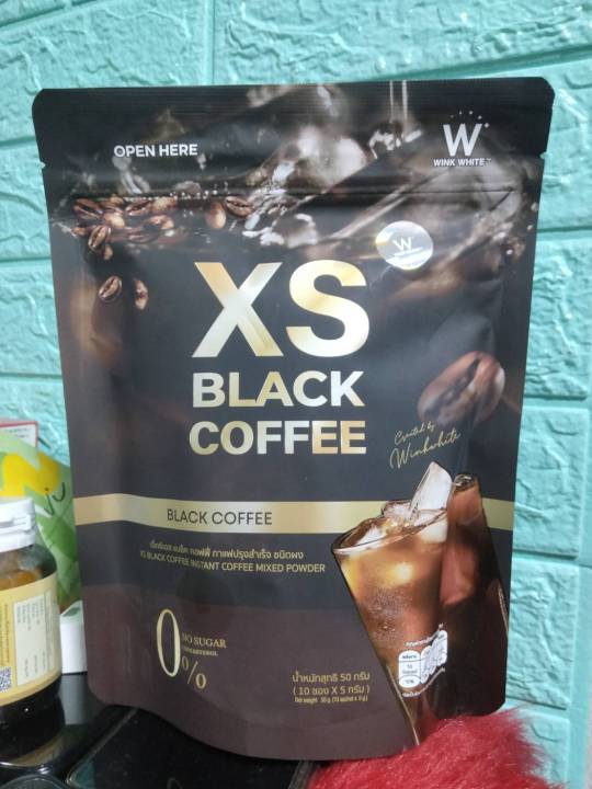 กาแฟดำ-wink-white-xs-black-coffee-เอ็กซ์เอส-แบล็คคอฟฟี่-กาแฟดำ-ลดน้ำหนัก-1-ห่อ-มี-10-ซอง
