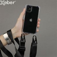 Crossbody Shoulder Strap Lanyard Phone Case For iPhone 15 14 11 13 Pro Max 12 XR X XS 7 8 Plus SE Transparent Shockproof Cover