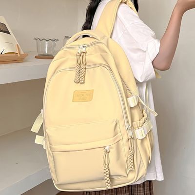 Female Solid Color Backpacks For Women Waterproof School Backpack Bag Large Capacity Shoulder School Bags For Girls Ruckpack