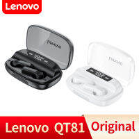 Lenovo QT81 TWS หูฟังไร้สายสเตอริโอกีฬากันน้ำหูฟังหูฟังพร้อมไมโครโฟนหูฟังบลูทูธ HD โทร1200มิลลิแอมป์ชั่วโมง