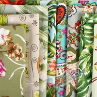 Canvas Fabric By The Meter for Sofa Covers Tablecloth Diy Sewing Printed Cloth Thickened Flowers Green Red Textile Floral Winter Exercise Bands