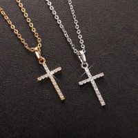 Fashion Female Zircon Cross Pendants Gold Black Color Crystal Jesus Cross Pendant Necklace Jewelry For Men/Women Wholesale