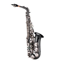 [ammoon]Brass Bend Eb E-flat Alto Saxophone Sax Black Nickel Plating Abalone Shell Keys with Carrying Case Gloves Cleaning Cloth Straps Grease Brush