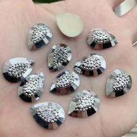 Wholesale 13*18mm 30PCS AB Resin Drop Flatback Rhinestone Silver Wedding Buttons Diy Crystal Strass-S781*5