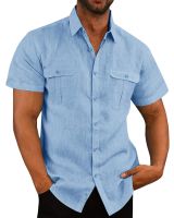 เสื้อผ้าลินินผ้าฝ้ายฤดูร้อนชายเสื้อ Kemeja Lengan Pendek ลำลองสำหรับชายเสื้อหลวม Camisa Masculina เสื้อวัยกลางคนและผู้สูงอายุ