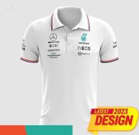 น้ำมันม้าสำหรับแข่งโปโลแขนสั้นผู้ชายสูตรหนึ่งเสื้อโปโลใหม่2023 AMG แห้งเร็ว