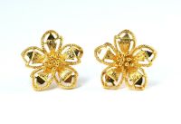 Thai Jewelry 24k Yellow Gold Plated Flower Earrings Jewelry