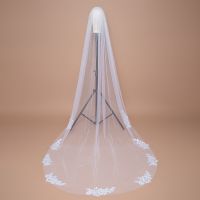 Wedding Bride Veil Long 2022 White Ivory Lace Edge One Layer Cathedral Wedding Veil Voile Mariage Cheap Women Accessories Hair Accessories