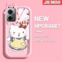 เคส JIUMOO สำหรับ Xiaomi Redmi 10 5G Redmi Note 11E 5G Redmi 11 Prime 5G เคสการ์ตูนกระโปรงลาย Hello Kitty Patten เคสนิ่มสำหรับเลนส์ความคิดสร้างสรรค์โปร่งใสเคสมือถือเรียบง่ายฝาครอบป้องกันซิลิโคน