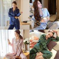 Womens y Silk Satin Long Sleeve Comfortable Sleepwear