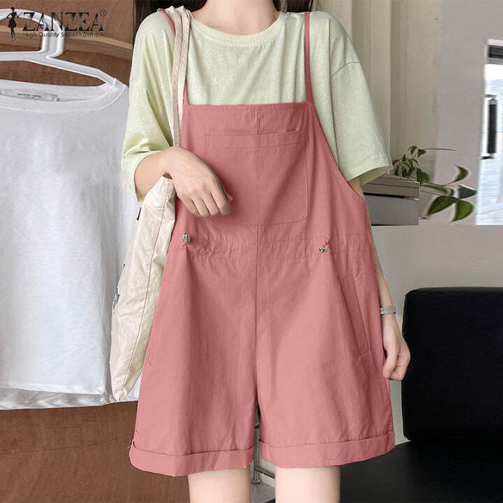 Celmia Zanzea Korean Style Womens Casual Loose Square Neck Jumpsuit Spaghetti Strap Overalls 10 5643