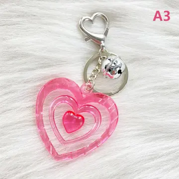 Cute Candy Color Peach Heart Keychain Love Alloy Key Chain Ring