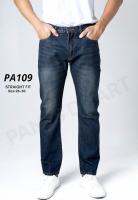 No.PA109 Straight-Fit Denim กางเกงยีนส์ชาย ขาตรง มิดไนด์ ฟอกสไลด์ ผ้าไม่ยืด (เป้าซิป) Size 28-36"