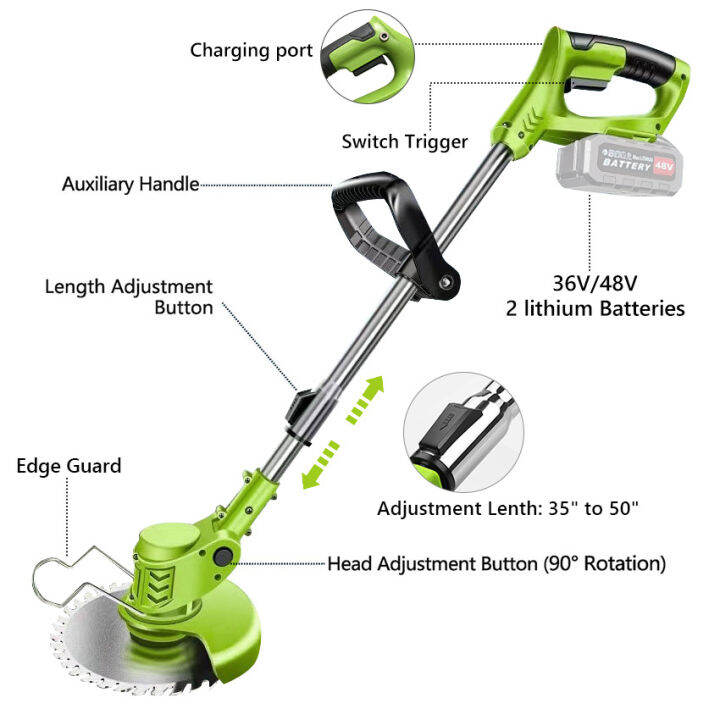 Portable Cordless Lawn Mower Electric Grass Cutter Rechargeable Lithium