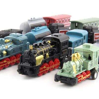 ชุด Kids Toys รถไฟไอน้ำรถของเล่นรถไฟดึงกลับแบบของเล่นรถโมเดล Diecast สำหรับเด็ก2ถึง4ปีแบบย้อนยุค