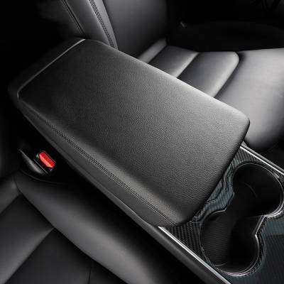 Armrest Box Protector Cover Center Console Armrest Box Cover PU Storage Box Lid for Tesla Model 3 Y 2017+