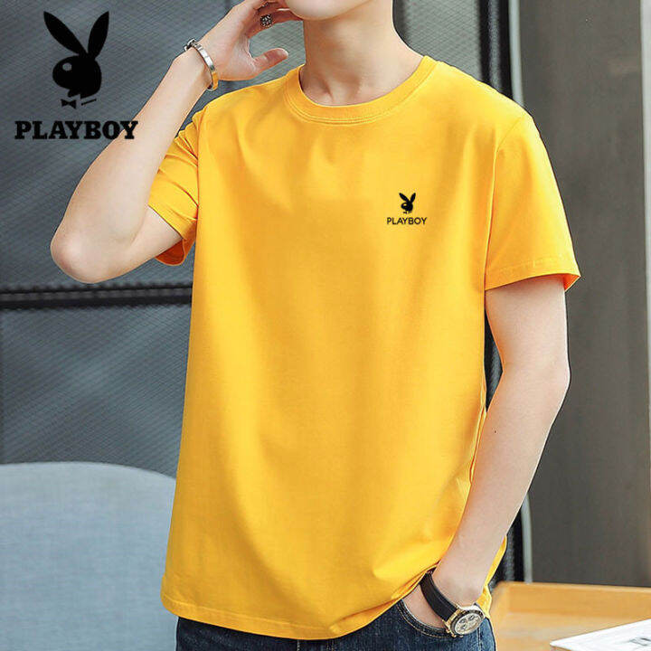 ผู้ชาย-playboy-เสื้อยืดผ้าฝ้ายยี่ห้อแขนสั้นพิมพ์ลาย-t209