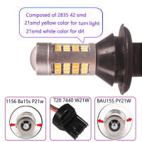 NHAUTP 2Pcs P21W PY21W W21W LED Canbus Bulbs Error Free Car LED Turn Signal Lights DRL Dual Color 1156 BA15S T20 Auto Lamp