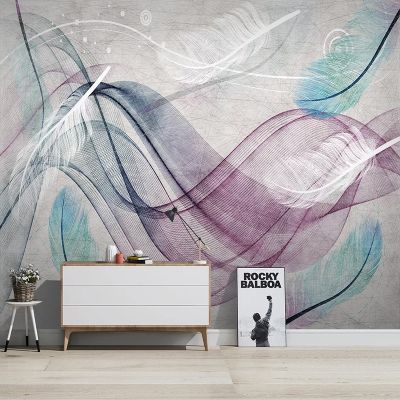 ELEGANT Modern Abstract Art วอลล์เปเปอร์3D ขนนกที่มีสีสันภาพจิตรกรรมฝาผนังห้องนั่งเล่นทีวีโซฟาพื้นหลัง Wall Decor Papel De Parede Frescoes