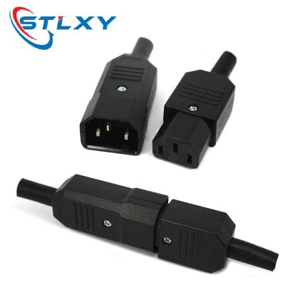 Straight Cable Plug Connector C13 C14 10A 250V Black female&amp;male Plug Rewirable Power Connector 3 pin AC Socket  Wires Leads Adapters