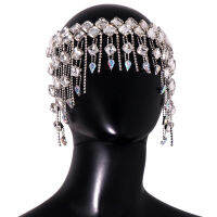 Stonefans สแควร์คริสตัลผมโซ่ Flapper หมวกเจ้าสาวอุปกรณ์เสริม Headpiece Rhinestone หน้าผาก Head Band Party เครื่องประดับ