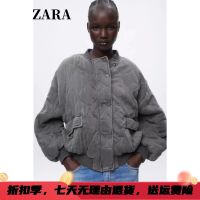 Zara➤ ใหม่ฤดูใบไม้ร่วงและฤดูหนาว802 4088243ผู้หญิง,เสื้อแจ็คเก็ตบอมเบอร์ผ้าฝ้ายกระเป๋ายืนขึ้นแบบลำลอง