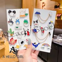 【hot sale】 ○ B36 Cute Cartoon Brooch Metal INS Tendy Creative Badge Small Accessories A HELLO GIRL