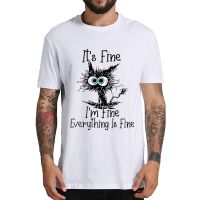 Im Fine Funny Tshirt Mens Short Sleeved Tee Shirt For Cat Lovers T Shirt