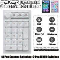 FEKER JJK21คีย์บอร์ดแบบกลไก Numpad เครื่องทดสอบสวิตช์ Gateron 3โหมด2.4กรัม Bluetooth5.0 1500มิลลิแอมป์ของตกแต่งงานปาร์ตี้ร้อนเหมาะสำหรับ Apple ปะเก็น RGB