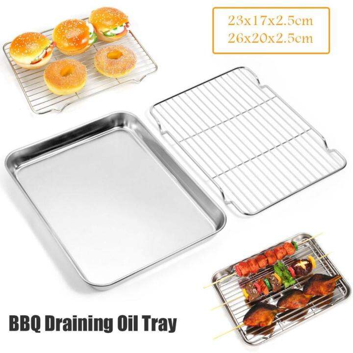 Y7RAN7 Rectangular Draining Oil Kitchen Cooking Tools Oven Baking Tray