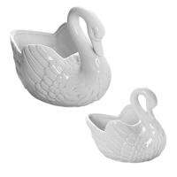 White Swan Ceramic Flower Pot Lovely Swan White Ceramic Succulent Cactus Flower Pot Multifunctional Candle Holder Wedding Gifts Holder Home Decorations Storage Ornaments beautiful