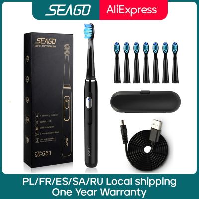 Seago แปรงสีฟันไฟฟ้าแบบชาร์จไฟได้,มาพร้อมกับ3การเปลี่ยนหัวแปรง2จับเวลานาทีและ4โหมดการแปรงฟัน SG551กันน้ำ