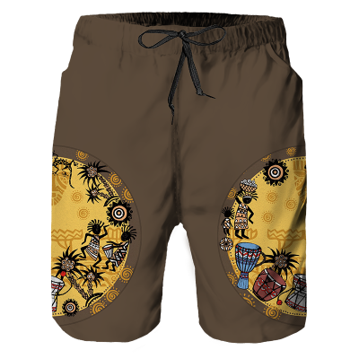 Summer Men Shorts Casual Ethnic style Print Design Trousers Male Vintage Beach Hawaiian Oversized Loose Pants Man Streetwear