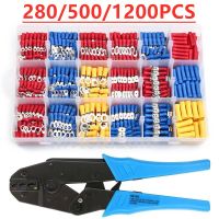 [HOT ZHKKZZLWWG 510] 1200/500PCS Assorted Spade Terminals Insulated Cable Connector สายไฟ Crimp Butt Ring ส้อมชุดแหวน Lugs ชุดรีด