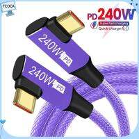 FCOCA 5A 48V USB-C สายชาร์จเร็ว ตัวผู้-ตัวผู้ QC 4.0 สายข้อมูล Type-C สีม่วงสีม่วง แท็บเล็ต Pd 240W Line