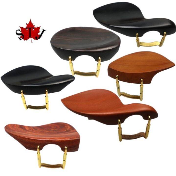 New Shape 4/4 Violin Chinrest With Clamp Screw Bracket Cork Ebony