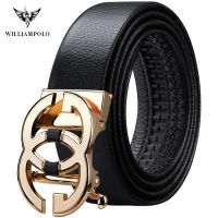 WILLIAMPOLO Full-grain leather Brand Belt Men Top Quality Genuine Luxury Leather Belts for Men Strap Male Metal Automatic Buckle