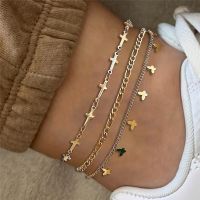 【CW】❁✺✠  EN Gold Color Chain Anklets for Beach Foot Jewelry Leg Ankle Accessories