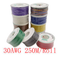 30AWG ห่อลวดทองแดงชุบดีบุก SINGLE Core Solid Breadboard สายจัมเปอร์ฉนวนกันความร้อนตัวนำอิเล็กทรอนิกส์สาย 250M/ม้วน-GGHJY STORE