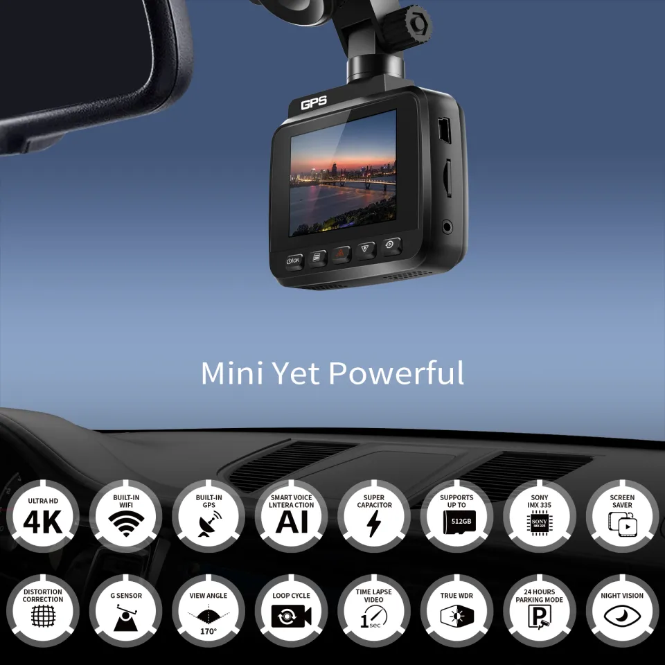 EKLEVA Car Dash Cam 4K 2160P Dash Camera Dual Lens Built in GPS DVR  Recorder Dashcam With WiFi G-Sensor Loop Recording