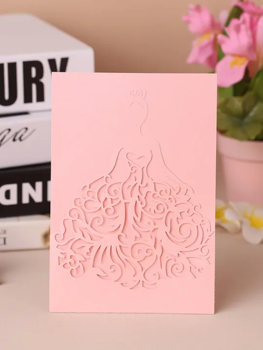 10pcs/set Shiny Paper Bride Pattern Wedding Invitation Card Elegant