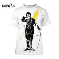 เสื้อยืด Charlie Chaplin ขายดีสำหรับผู้ชายและผู้หญิงเสื้อยืดพิมพ์ลาย3D สไตล์บุคลิกฮิปฮอป