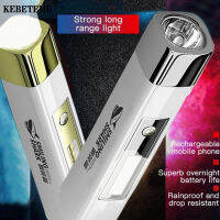 KEBETEME ไฟฉายแบบ2 IN 1,ไฟฉาย LED แรงไฟชาร์จusb สำหรับกลางแจ้งฉุกเฉินชาร์จรองรับโทรศัพท์มือถือ