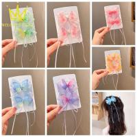 SDSFD 2pcs/set พู่ห้อยคอ กิ๊บติดผมรูปผีเสื้อ โลหะผสมอัลลอยด์ ผ้าผ้าทอ เด็ก barrettes แฟรี่ Hanfu เครื่องประดับ อุปกรณ์เสริมผม ของขวัญสำหรับเด็ก